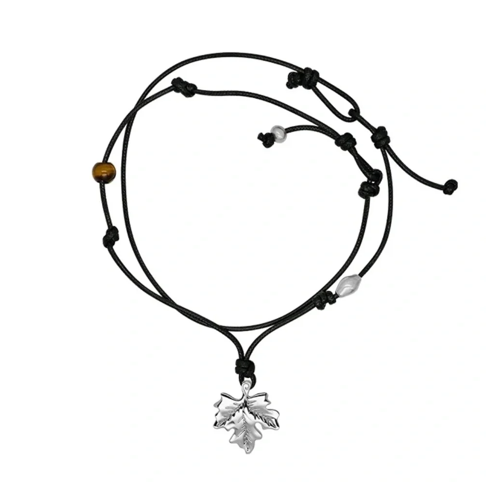 Lazy Circles Summer Adjustable Maple Leaf Pendant Necklace